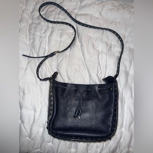 Valentino Garavani Denim Small Rockstud Leather Bucket Bag